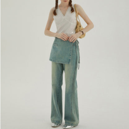 フェイクスカート＆デニムパンツの2点セット Z00312