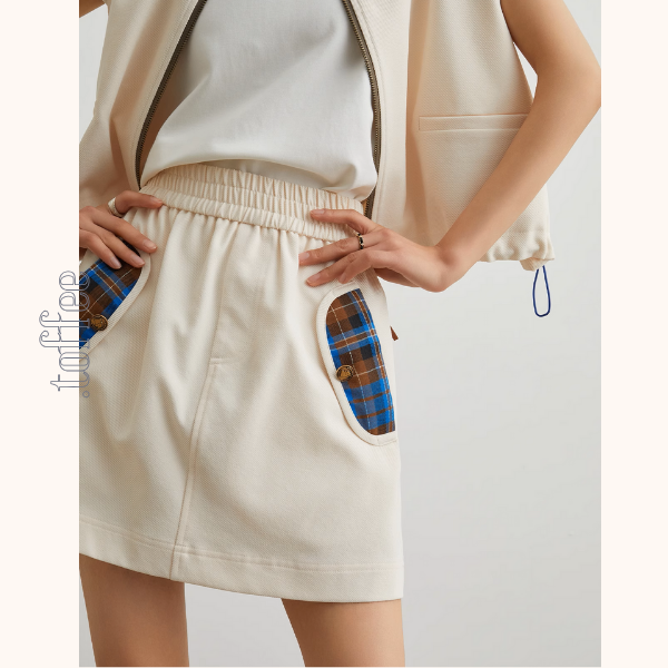 フロントジップアップベスト＆ミニスカートセットアップ《Z00947》