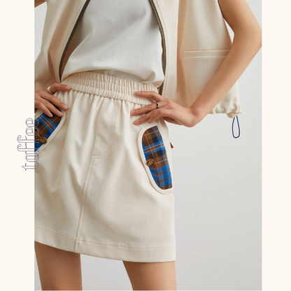 フロントジップアップベスト＆ミニスカートセットアップ《Z00947》