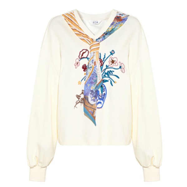 カラフルリボンタイ付きVネックスウェット　《Z00665》