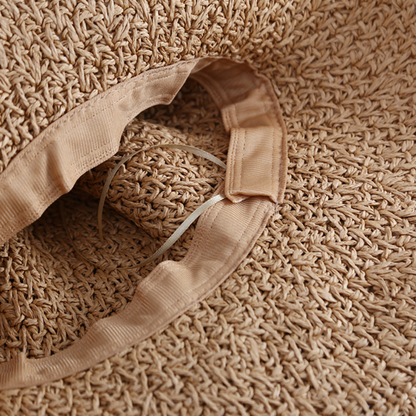 【2color】フラワーモチーフドーム型ストローハット　Z00430