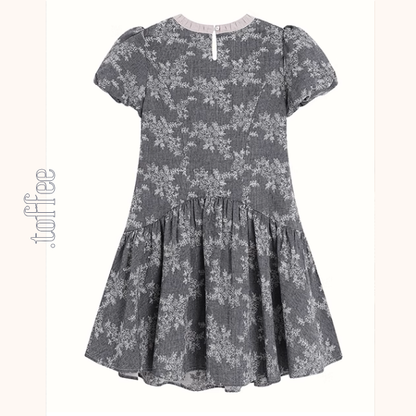 パフスリーブつる花刺繍ミニワンピース《Z00904》