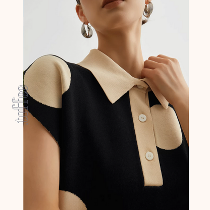 ラージドットフレンチスリーブミニワンピース《Z00943》