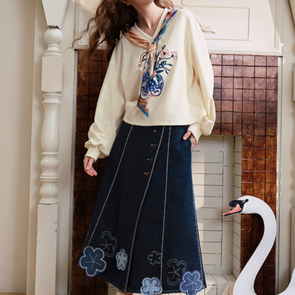 カラフルリボンタイ付きVネックスウェット　《Z00665》