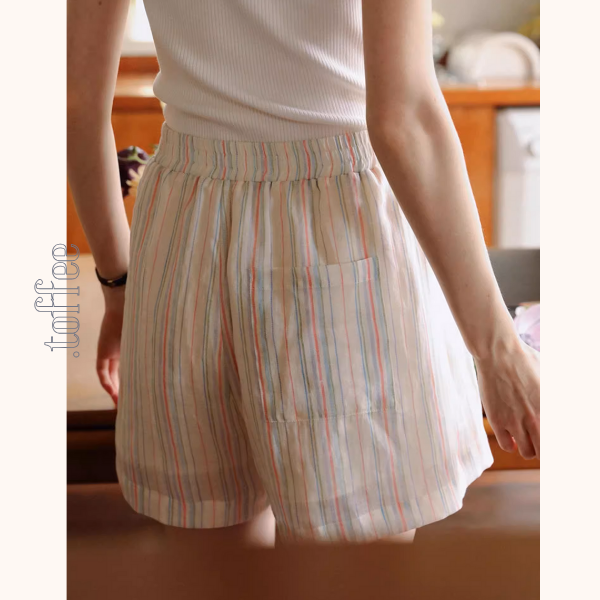 カラフルストライプルーズシャツ＆ワイドショートパンツのセットアップ《Z01029》