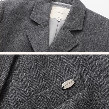 グレー×知的シルエットスーツジャケット《Z01320》