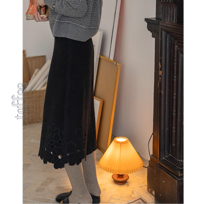 【2color】花柄レースAラインミディ丈スカート《Z00859》