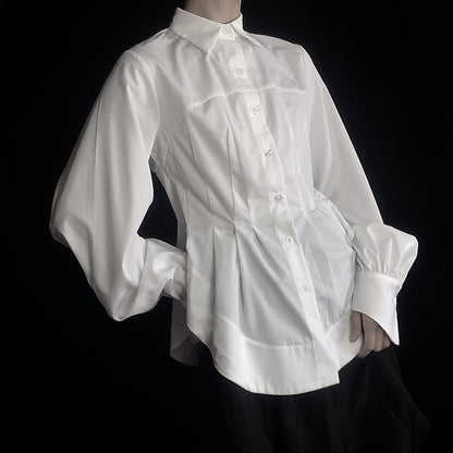 ウエストスクイーズラウンドヘムシャツ AU-413