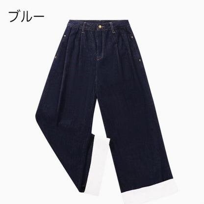 【2color】大人のエレガンス：美シルエットのワイドレッグデニムパンツ 《C0200》