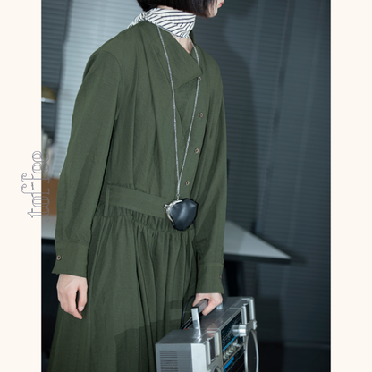 【2color】斜め前立てロングワンピース　Z00551