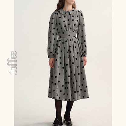 グレートップ＆ロングスカートのポルカドットセットアップ　Z00529
