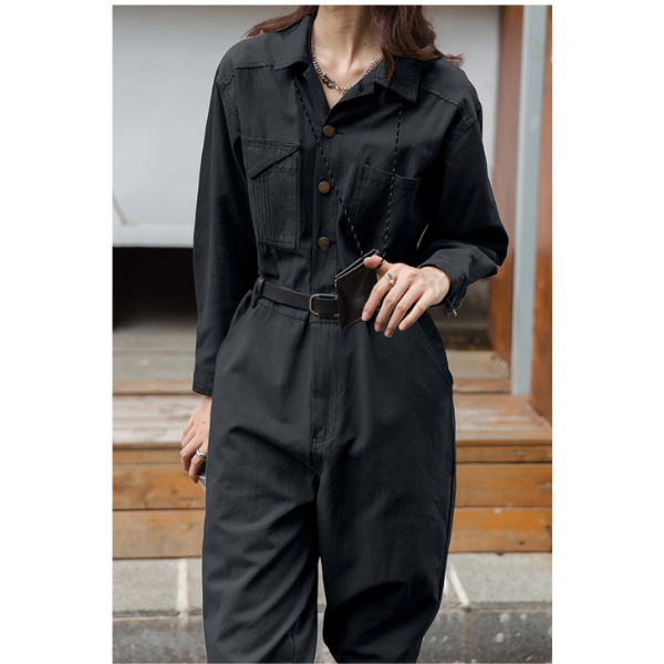 【２color】ウエストベルトメンズライクジャンプスーツ　AU-224