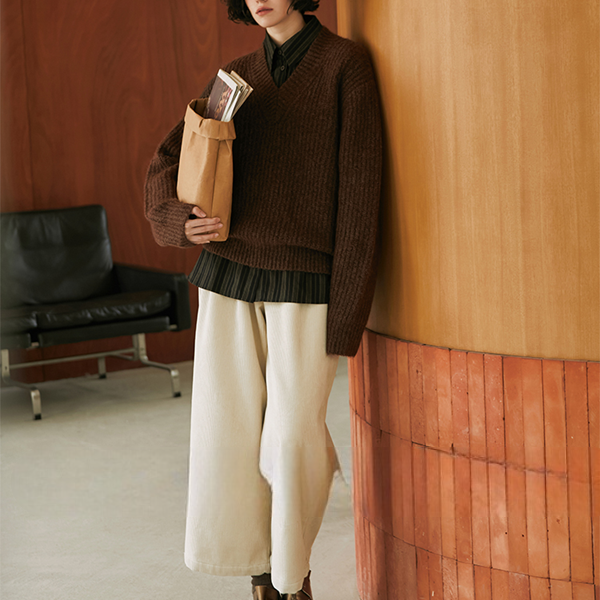 ストライプポロカラールーズシャツ　《Z00813》