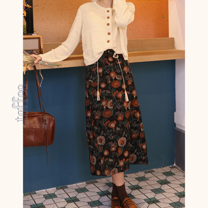 ヴィンテージ花柄Aラインスカート　Z00520