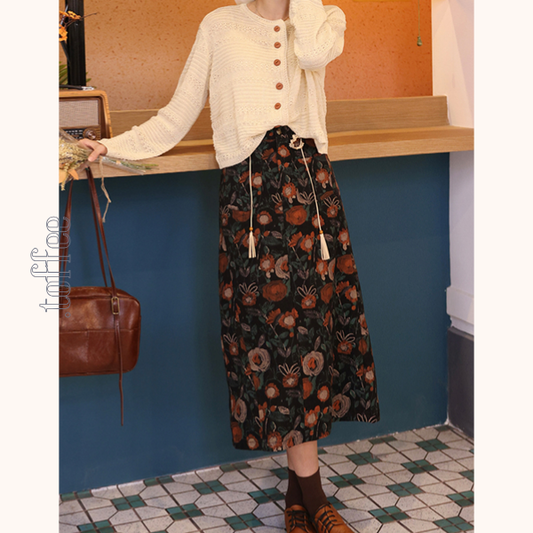 ヴィンテージ花柄Aラインスカート　Z00520
