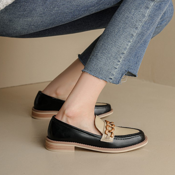 コントラストカラーアッパーチェーンローファー　AU-121