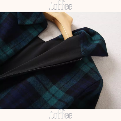純綿タータンのスリムエレガントワンピ《Z01247》