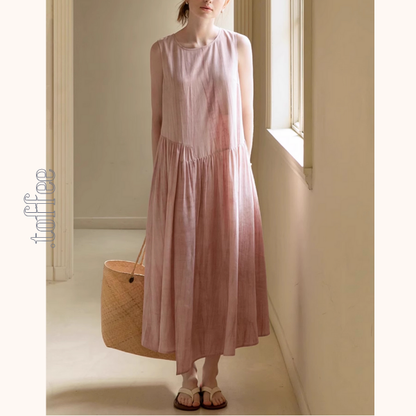 くすみピンクのノースリーブワンピース《Z01044》