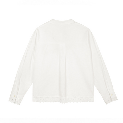 レース装飾ホワイトブラウス《Z00832》