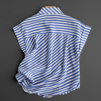 フレンチスリーブストライプトップ　Z00336