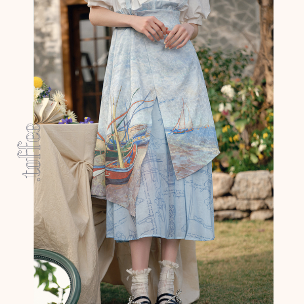 ヴィンテージプリントイレギュラーラップスカート《Z00842》