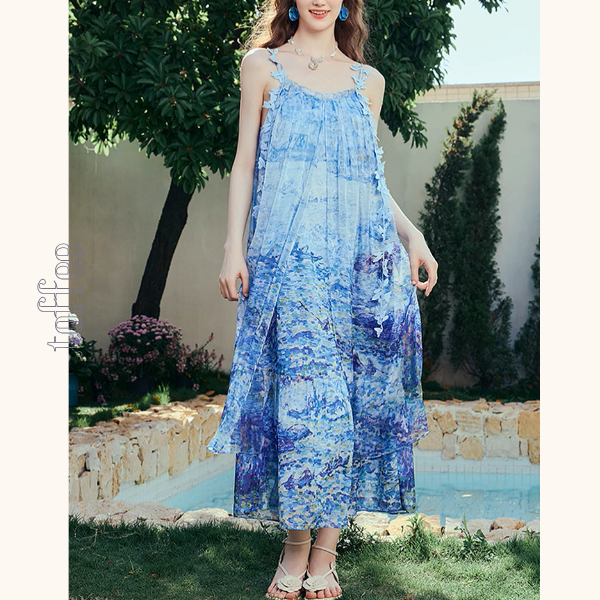 レイヤード風マリンテイストサスペンダーワンピース《Z00970》