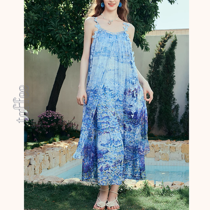 レイヤード風マリンテイストサスペンダーワンピース《Z00970》