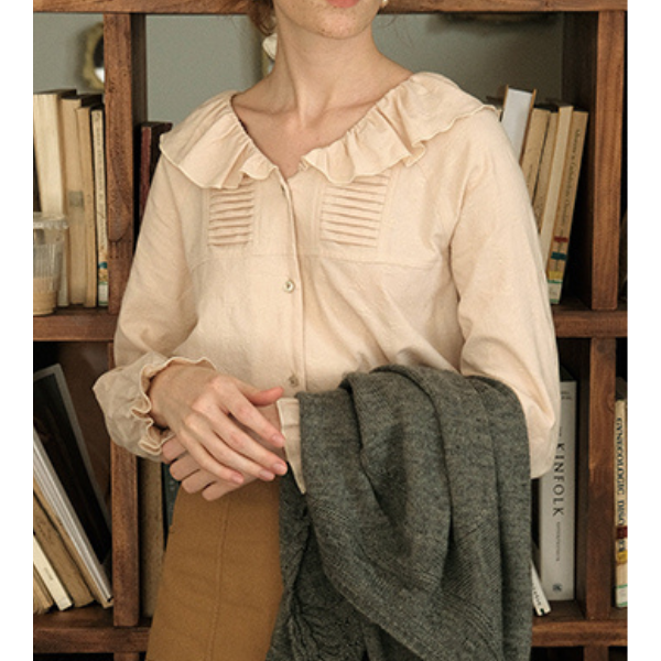 【2color】フリルカラーブラウス X-321