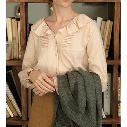 【2color】フリルカラーブラウス X-321