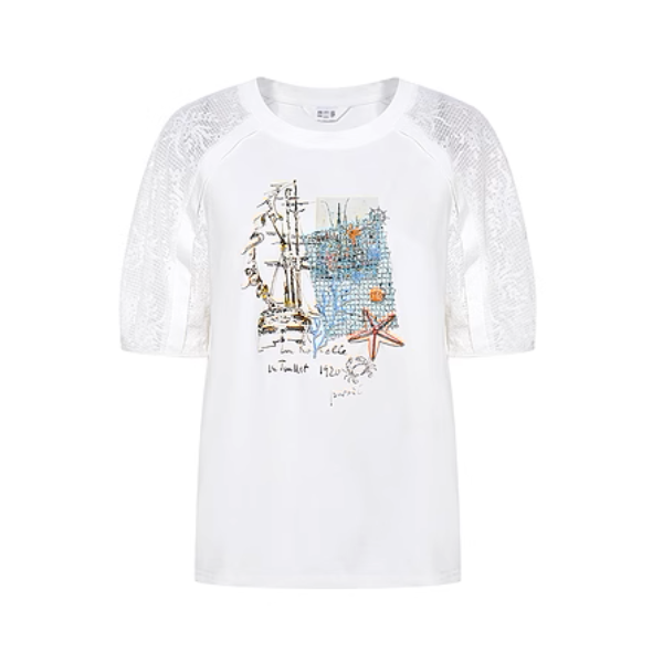 マリンテイストメッシュスリーブトップ《Z00973》