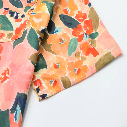 マルチカラー花柄プリントシャツ《Z00917》