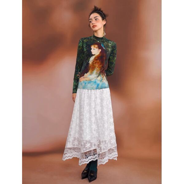 [名画を纏う]　スリムフィットアートカットソー "ルノワール" C0125