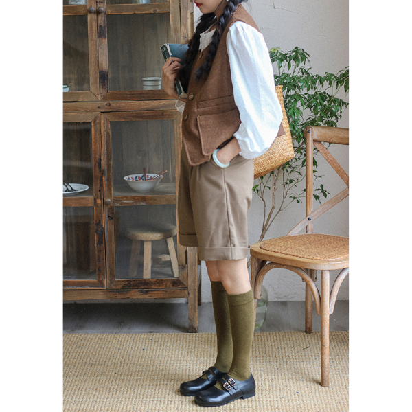 【2color】ラウンドトゥゴールドバックル付きローファー Z00147