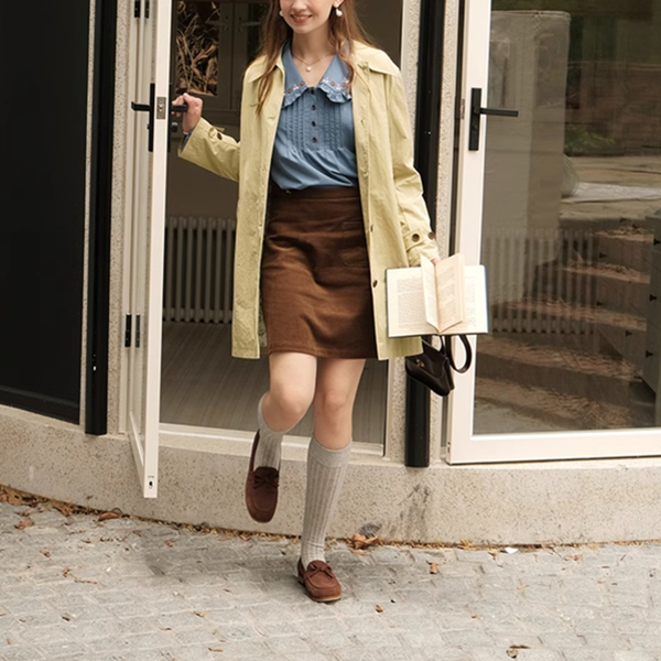 【2color】クラシカルミドル丈Aラインコート　《Z00749》