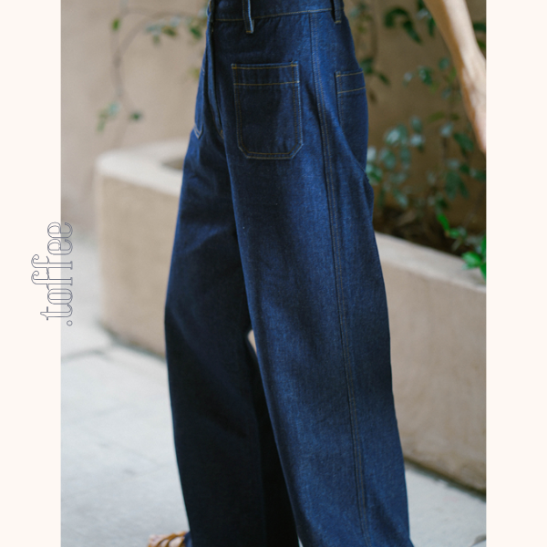 インディゴブルーワイドデニムパンツ　Z00404
