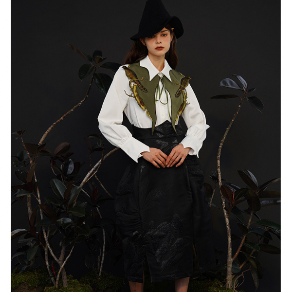 バードエンブロイダリーショール w-061