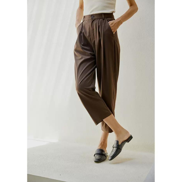 エッジボタンステッチクロップドパンツ w-013