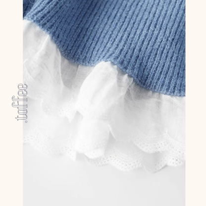 【2color】レース裾と蝶結びが可愛い＊ショートニットカーディガン《Z01189》