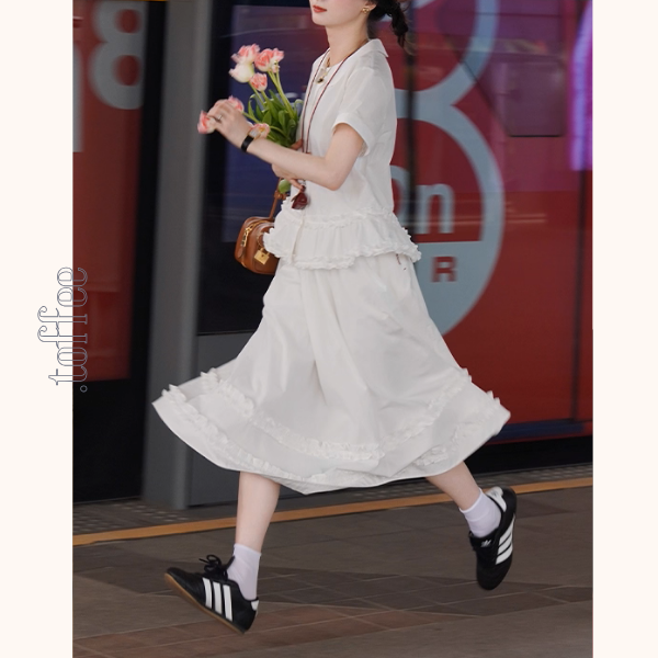 【2color】ギンガムチェック＆フリルセットアップ《Z01098》