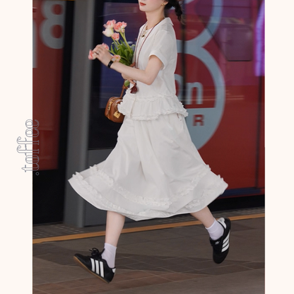 【2color】ギンガムチェック＆フリルセットアップ《Z01098》