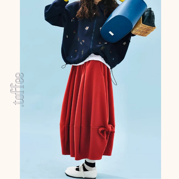 サイドリボンの立体バルーンスカート《Z01353》