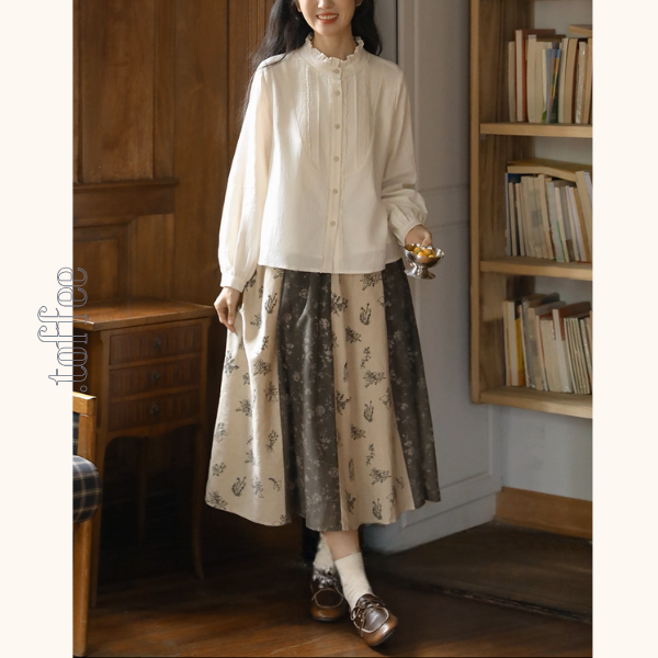 野に咲く詩　花柄切り替えロングスカート《Z01145》