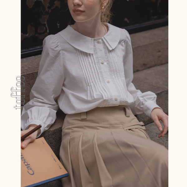 【2color】海辺の記憶を抱く二重襟ブラウス《Z01171》