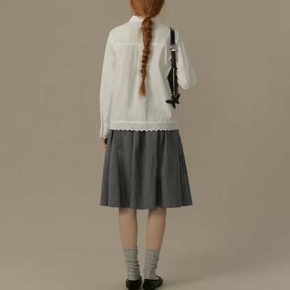 レース装飾ホワイトブラウス《Z00832》