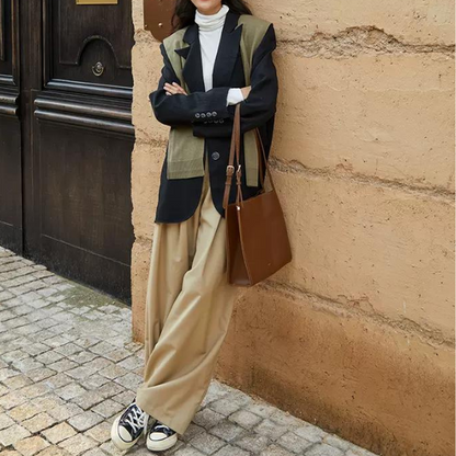 シンプルワイドパンツ w-049