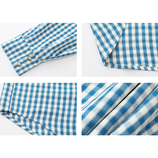 ギンガムチェックのクレリックシャツ X-288