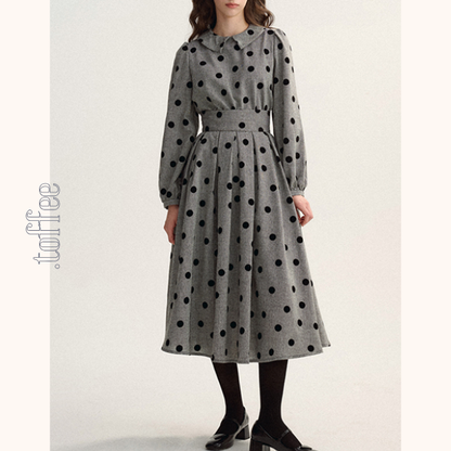 グレートップ＆ロングスカートのポルカドットセットアップ　Z00529