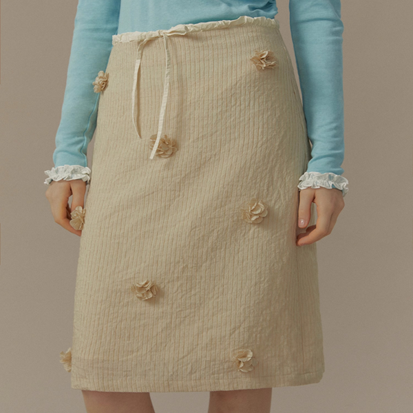 リボン＆立体フラワーAラインスカート《Z00821》