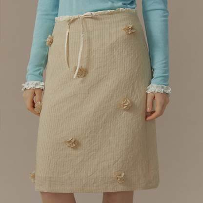 リボン＆立体フラワーAラインスカート《Z00821》