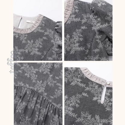 パフスリーブつる花刺繍ミニワンピース《Z00904》